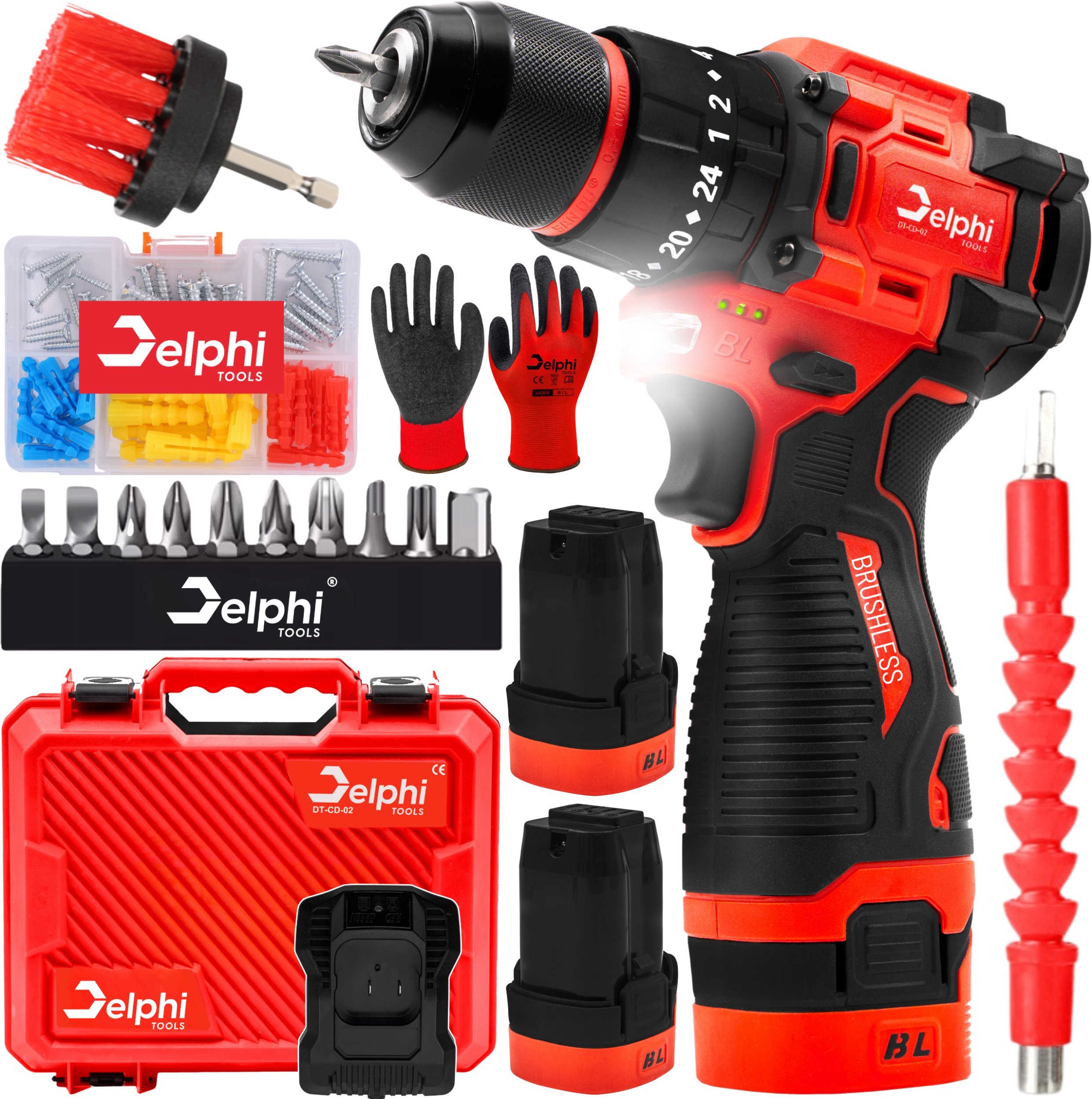 DELPHI WIERTARKO WKRĘTARKA AKUMULATOROWA BEZSZCZOTKOWA UDAROWA MOCNA 2xAKU