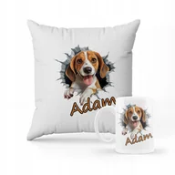 Gadżety dla niej i dla niego - ZESTAW PODUSZKA + KUBEK Pies Piesek Jamnik Słodki + IMIĘ #30 - miniaturka - grafika 1