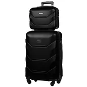 Walizki - Zestaw Walizka Średnia + Kuferek z ABS-u (M+BC) Czarny - miniaturka - grafika 1