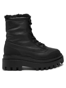 Calvin Klein Jeans Trapery Flatform Lace Up Boot Padded YW0YW01557 Czarny - Botki damskie - miniaturka - grafika 1