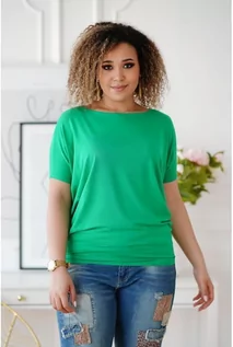 Bluzki damskie - Bluzka / tunika zielona (basic) - krótki rękaw 2xl (48/50) - XL-ka - grafika 1