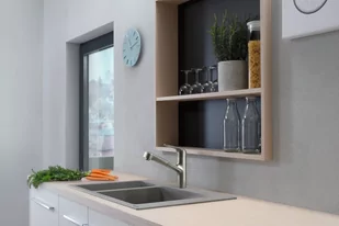 Hansgrohe Focus M42 Bateria kuchenna z wyciąganą wylewką stal szlachetna 71829800 - Baterie kuchenne - miniaturka - grafika 1