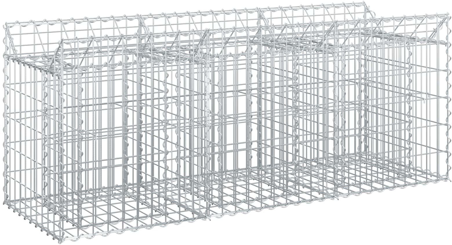 vidaXL Podniesione łóżko gabionowe Srebrny 150 x 50 x 60 cm