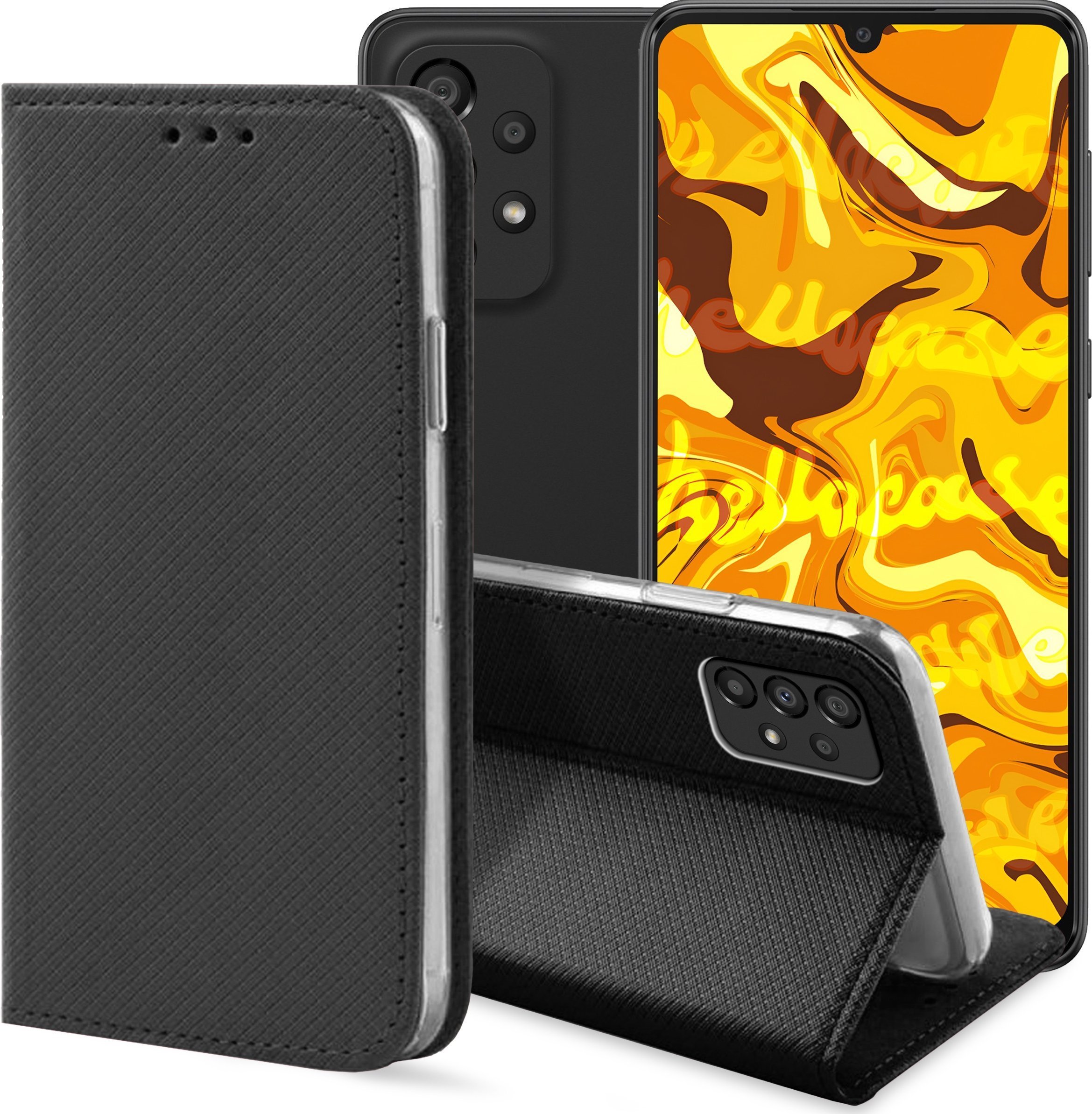 Hello Case ETUI Z KLAPKĄ DO SAMSUNG GALAXY A33 5G CZARNE ZAMYKANE MAGNETYCZNE KABURA