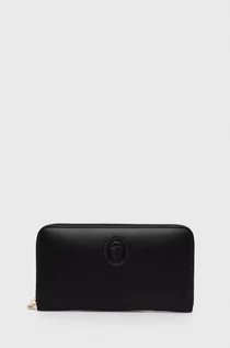 Portfele - Trussardi portfel skórzany damski kolor czarny - grafika 1