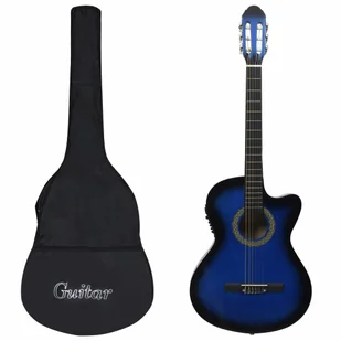 vidaXL 12-cz zestaw z gitarą westernową 6 strun equalizer niebieska 70141 - Gitary akustyczne - miniaturka - grafika 1