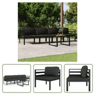 Meble ogrodowe - The Living Store 5-cz. zestaw mebli ogrodowych - poduszki - aluminium - antracyt - Zestaw Wypoczynkowy Do Ogrodu - miniaturka - grafika 1