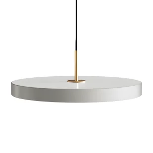 Wisząca lampa Asteria z płaskim, jasnoszarym kloszem i wbudowanym oświetleniem LED - Oprawy, klosze i abażury - miniaturka - grafika 1