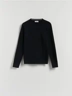 Swetry męskie - Reserved - Strukturalny sweter z bawełną - czarny - miniaturka - grafika 1