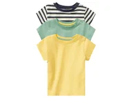 Bluzki dla niemowląt - lupilu® T-shirty niemowlęce z biobawełny, 3 sztuki (50/56, Granatowy, paski/zielony/żółty) - miniaturka - grafika 1