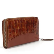 Portfele - Portmonetka skóra naturalna bursztynowy brąz krokodyl Portfel skórzany - miniaturka - grafika 1