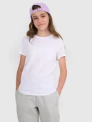 Koszulki dla dziewczynek - 4F T-shirt regular gładki dziewczęcy - biały 122 (6-7 lat) - miniaturka - grafika 1