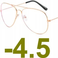 Okulary korekcyjne, oprawki, szkła - Okulary korekcyjne minusy pilotki złote -4.5 - miniaturka - grafika 1