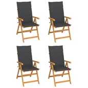 Fotele i krzesła ogrodowe - vidaXL Krzesła ogrodowe, 4 szt., antracytowe poduszki, drewno tekowe! 3065530 - miniaturka - grafika 1