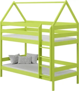 Elior Zielone drewniane łóżko piętrowe dla dwójki dzieci - Zuzu 3X 180x90 cm - Łóżka dla dzieci i młodzieży - miniaturka - grafika 1