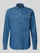 Koszule męskie - Koszula jeansowa o kroju regular fit z czystej bawełny - miniaturka - grafika 1