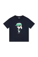 Koszulki dla chłopców - Karl Lagerfeld t-shirt bawełniany dziecięcy kolor granatowy z nadrukiem - miniaturka - grafika 1