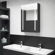 Szafki łazienkowe - Szafka łazienkowa z lustrem i LED, lśniąca czerń, 50x13x70 cm - miniaturka - grafika 1