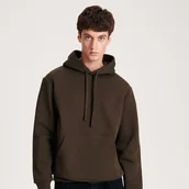 Bluzy męskie - Reserved - Gładka bluza z bawełną - Khaki - miniaturka - grafika 1