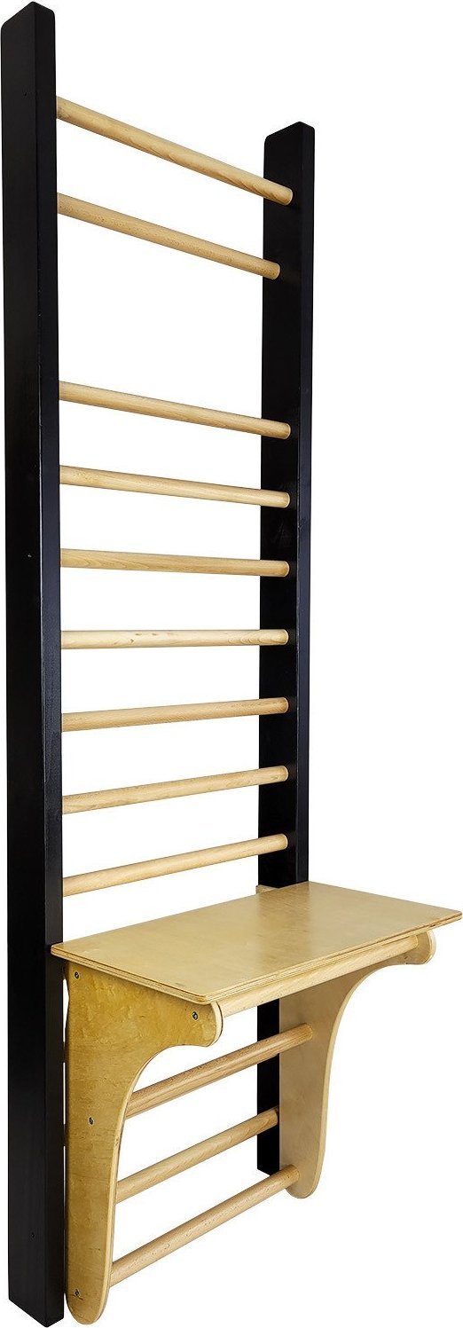 UnderFit Drabinka gimnastyczna Leon 195 x 80 cm czarna + drążek + blat