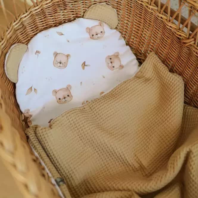 Komplet Pościeli Wafelkowej 75x100 Misie Karmelkowy Wafel