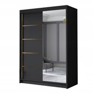 Szafy - SZAFA przesuwna z lustrem półkami 120 cm LIA III GARDEROBA pojemna Czarny - miniaturka - grafika 1