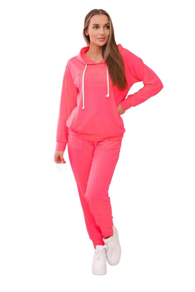 Komplet bawełniany Kesi Luxury różowy neon