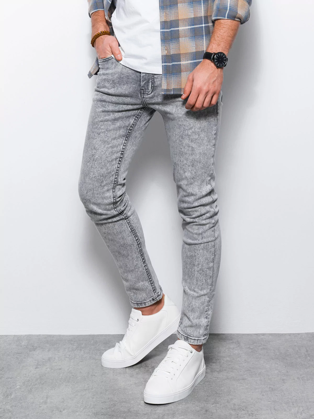 Spodnie męskie jeansowe SKINNY FIT - szare V1 P1062 - Ceny i opinie na  Skapiec.pl