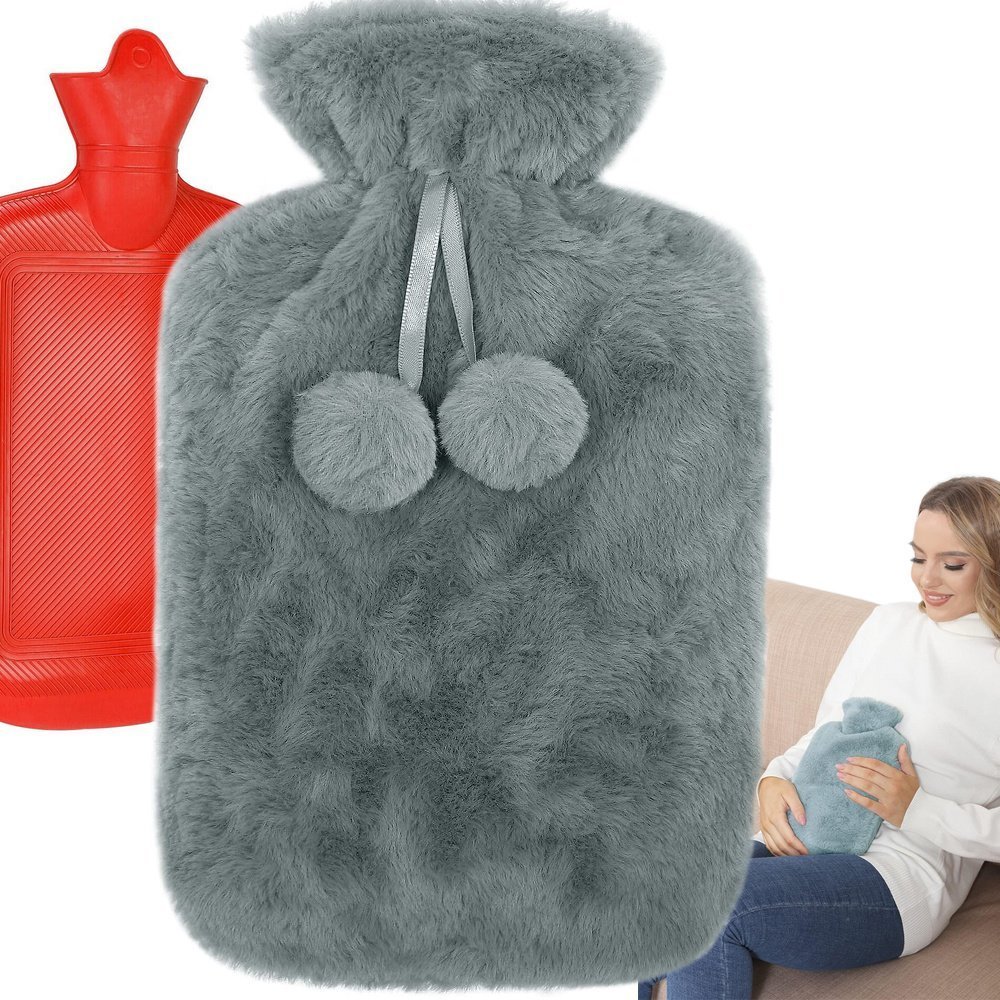 Verk Termofor pluszowy gumowy ogrzewacz termofor duży w pokrowcu miękki futerko Termofor pluszowy gumowy ogrzewacz termofor duży w pokrowcu miękki futerko
