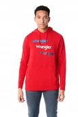 Bluzy męskie - WRANGLER REPEAT HOODIE FORMULA RED W6A8HAXWO XXL - miniaturka - grafika 1