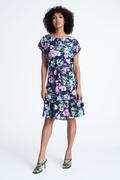 Sukienki - Granatowa sukienka z nadrukiem w kwiaty - Greenpoint - miniaturka - grafika 1