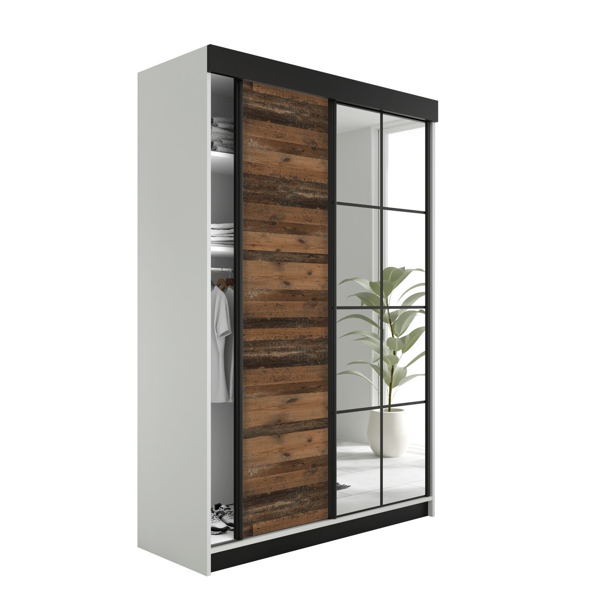 SZAFA PRZESUWNA FARO 167x205x59cm - Biały i Old Style