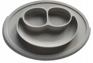 Bi-bi silikonowy talerzyk z podkładką szary - Miseczki i talerzyki dla dzieci - miniaturka - grafika 1