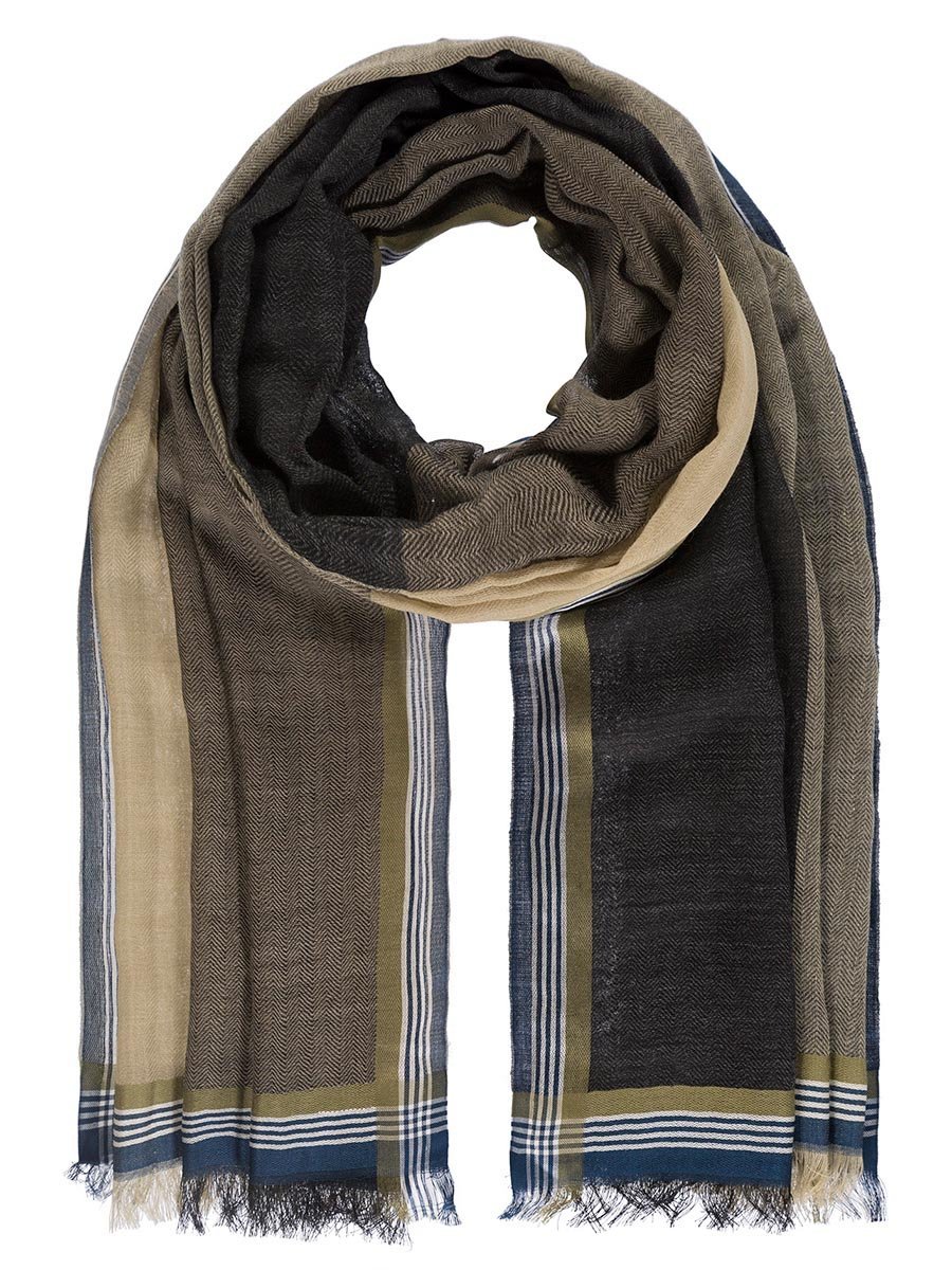 Szalik z wielokolorową obwódką brązowy Passigatti