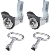 Zawiasy, okucia i inne akcesoria - Zamek krzywkowy trójkątny z długimi kluczami, srebrny, 2 sztuki - miniaturka - grafika 1