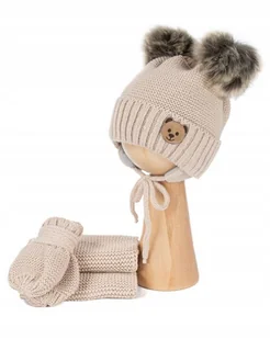 CZAPKA dziecięca i SZALIK + RĘKAWICZKI ciepły KOMPLET dla dziecka 6-12m - Czapki dla dzieci - miniaturka - grafika 1