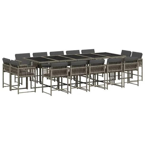 Zestaw Mebli Ogrodowych z Rattanu PE, Stół 275x106x73 cm, Krzesła 50,5x5