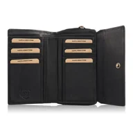 Portfele - Portfel damski skórzany czarny ze skóry naturalnej duży poziomy Brødrene G-89SH/BL - miniaturka - grafika 1