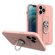 Etui i futerały do telefonów - Hurtel Ring Case silikonowe etui z uchwytem na palec i podstawką do iPhone 12 mini różowy - miniaturka - grafika 1