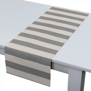 Dekoria pl pl Bieżnik prostokątny biało-szare pionowe pasy 5,5cm) 40 × 130 cm Quadro 410-143-91 - Obrusy i serwetki - miniaturka - grafika 1