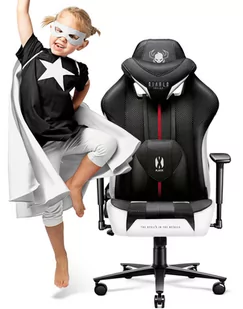 Fotel do biurka dla dziecka Diablo Kids X-Player: Biało-czarny - Fotele gamingowe - miniaturka - grafika 1