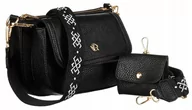 Torebki damskie - Pojemna torebka damska listonoszka crossbody na ramię podwójna ze skóry ekologicznej Rovicky, czarny - miniaturka - grafika 1