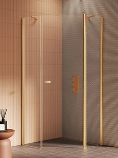 New Trendy Złota kabina prysznicowa pięciokątna 90x90 K-3582 New Soleo Gold Brushed - Kabiny prysznicowe - miniaturka - grafika 1