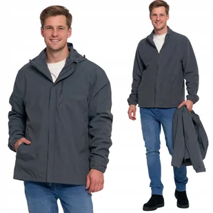 MĘSKA KURTKA WODOODPORNA WIATROSZCZELNA ODPINANY POLAR I KAPTUR MORAJ L GRAPHITE - Kurtki męskie - miniaturka - grafika 1