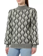 Swetry damskie - NAEMI Damski sweter z dzianiny 10425115-NA01, wełniany biały czarny, XS/S, wełniany biały czarny, XS-S - miniaturka - grafika 1