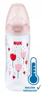 Smoczki do butelek - Nuk Butelka ze wskaźnikiem temperatury + smoczek silikonowy XL, 360 ml, różowa - miniaturka - grafika 1