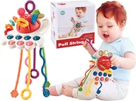 Zabawki sensoryczne - Sensoryczna OŚMIORNICA Kolorowe Linki GRYZAK Przeciągaj WCISKAJ PRZESUWAJ - miniaturka - grafika 1