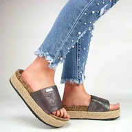 Klapki i japonki damskie - Lee Cooper LCW-24-35-2506 klapki damskie espadryle na platformie cameleon - miniaturka - grafika 1
