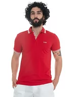 Koszulki męskie - BOSS Męska koszulka polo Paddy Contrast-Logo z bawełny organicznej, Czerwony, XL - miniaturka - grafika 1