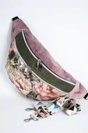 Nerki - Brudny róż nerka damska w róże z kolorowym paskiem KWIATOWA SIELANKA - miniaturka - grafika 1